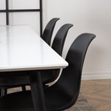 Jídelní stůl Jimmy, černá bílá HPL+polární plastová jídelní židle, černé nohy Černý plast_6