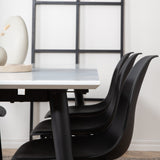 Jídelní stůl Jimmy, černá bílá HPL+polární plastová jídelní židle, černé nohy Černý plast_6