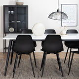 Jídelní stůl Jimmy, černá bílá HPL+polární plastová jídelní židle, černé nohy Černý plast_6