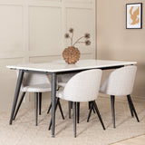 Jídelní stůl Jimmy , černá bílá HPL + sametová jídelní křeslo , černé nohy , světle šedá látka_4