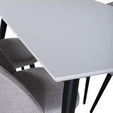 Jídelní stůl Jimmy , černá bílá HPL + sametová jídelní křeslo , černé nohy , světle šedá látka_4