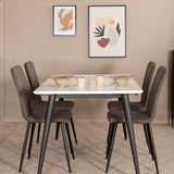 Jídelní stůl Jimmy, černá bílá židle HPL+Windu Lyx židle, černá šedá mikrovlákno_4