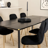 Jídelní stůl Pelle, černá černá Černá+Polar jídelní židle, černá mosaz_6