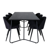 Jídelní stůl Petra, černá černá dýha+sametová jídelní židle, černé nohy, černá látka_6