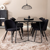 Jídelní stůl Petra, černá černá dýha+sametová jídelní židle, černé nohy, černá látka_6