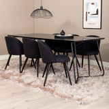 Jídelní stůl Petra, černá černá dýha+sametová jídelní židle, černé nohy, černá látka_6