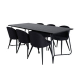 Jídelní stůl Petra, černá černá dýha+sametová jídelní židle, černé nohy, černá látka_6