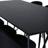 Jídelní stůl Petra, černá černá dýha+sametová jídelní židle, černé nohy, černá látka_6