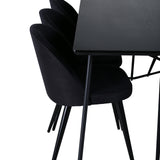 Jídelní stůl Petra, černá černá dýha+sametová jídelní židle, černé nohy, černá látka_6