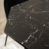 Kulatý jídelní stůl Marbs , černé černé sklo Marble+Wrinkles jídelní židle , černé nohy , černý samet_4