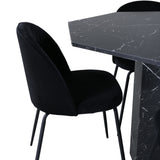 Kulatý jídelní stůl Marbs , černé černé sklo Marble+Wrinkles jídelní židle , černé nohy , černý samet_4