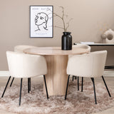 Bianca kulatý jídelní stůl , White Wash Černá dýha + židle Berit , Black Beige Velvet_4