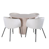 Bianca kulatý jídelní stůl , White Wash Černá dýha + židle Berit , Black Beige Velvet_4