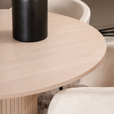 Bianca kulatý jídelní stůl , White Wash Černá dýha + židle Berit , Black Beige Velvet_4