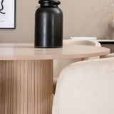 Bianca kulatý jídelní stůl , White Wash Černá dýha + židle Berit , Black Beige Velvet_4