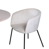 Bianca kulatý jídelní stůl , White Wash Černá dýha + židle Berit , Black Beige Velvet_4