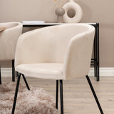 Bianca kulatý jídelní stůl , White Wash Černá dýha + židle Berit , Black Beige Velvet_4
