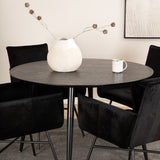 Jídelní stůl Dipp - 115 cm - Černá dýha / Celé černé nohy + Židle Petra - Černá / Black Velvet_4