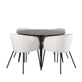 Jídelní stůl Dipp - 115 cm - černá dýha / celé černé nohy + židle Berit - černá / béžová Velvet_4