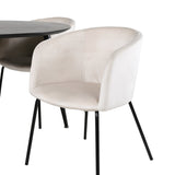 Jídelní stůl Dipp - 115 cm - černá dýha / celé černé nohy + židle Berit - černá / béžová Velvet_4