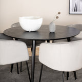 Jídelní stůl Dipp - 115 cm - černá dýha / celé černé nohy + židle Berit - černá / světle šedá Velvet_4