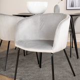 Jídelní stůl Dipp - 115 cm - černá dýha / celé černé nohy + židle Berit - černá / světle šedá Velvet_4