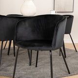 Jídelní stůl Dipp - 115 cm - černá dýha / celé černé nohy + židle Berit - černá / černý samet_4