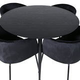 Jídelní stůl Dipp - 115 cm - černá dýha / celé černé nohy + židle Berit - černá / černý samet_4