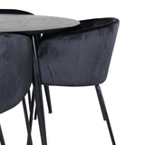 Jídelní stůl Dipp - 115 cm - černá dýha / celé černé nohy + židle Berit - černá / černý samet_4