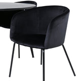 Jídelní stůl Dipp - 115 cm - černá dýha / celé černé nohy + židle Berit - černá / černý samet_4
