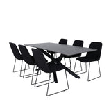 Jídelní stůl Piazza, černá šedá dýha+muce jídelní židle, černé nohy, černá látka_6