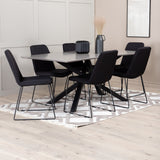 Jídelní stůl Piazza, černá šedá dýha+muce jídelní židle, černé nohy, černá látka_6