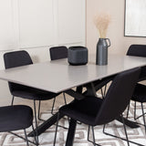 Jídelní stůl Piazza, černá šedá dýha+muce jídelní židle, černé nohy, černá látka_6