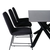 Jídelní stůl Piazza, černá šedá dýha+muce jídelní židle, černé nohy, černá látka_6