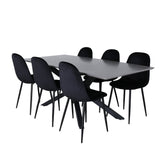 Jídelní stůl Piazza, černá šedá dýha+polární jídelní židle, černé nohy Black Velvet (ers√§tter 19902,888)_6