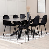 Jídelní stůl Piazza, černá šedá dýha+polární jídelní židle, černé nohy Black Velvet (ers√§tter 19902,888)_6