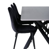 Jídelní stůl Piazza, černá šedá dýha+polární jídelní židle, černé nohy Black Velvet (ers√§tter 19902,888)_6