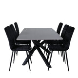 Jídelní stůl Piazza, černá šedá dýha + židle Windu Lyx, černá černá Velvet_6