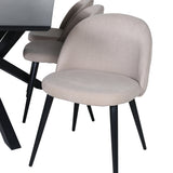 Jídelní stůl Piazza – černá / černá dýha + židle se sametovými stehy – černá / béžová látka (polyesterové prádlo)_6