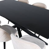 Jídelní stůl Piazza – černá / černá dýha + židle se sametovými stehy – černá / béžová Velvet_6