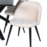 Jídelní stůl Piazza – černá / černá dýha + židle se sametovými stehy – černá / béžová Velvet_6