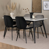 Jídelní stůl Jimmy - černá / bílá židle HPL+Emma - černá / černá a světle šedá Černý samet vzadu Šedý samet vpředu_4