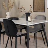 Jídelní stůl Jimmy - černá / bílá židle HPL+Emma - černá / černá a světle šedá Černý samet vzadu Šedý samet vpředu_4