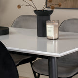 Jídelní stůl Jimmy - černá / bílá židle HPL+Emma - černá / černá a světle šedá Černý samet vzadu Šedý samet vpředu_4