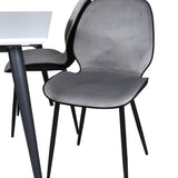 Jídelní stůl Jimmy - černá / bílá židle HPL+Emma - černá / černá a světle šedá Černý samet vzadu Šedý samet vpředu_4