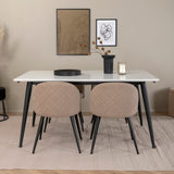 Jídelní stůl Jimmy – černá/bílá židle HPL+sametové stehy – černá/béžová látka (polyesterové prádlo)_4