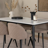 Jídelní stůl Jimmy – černá/bílá židle HPL+sametové stehy – černá/béžová látka (polyesterové prádlo)_4