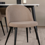 Jídelní stůl Jimmy – černá/bílá židle HPL+sametové stehy – černá/béžová látka (polyesterové prádlo)_4