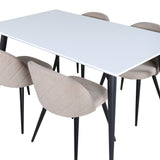 Jídelní stůl Jimmy – černá/bílá židle HPL+sametové stehy – černá/béžová látka (polyesterové prádlo)_4