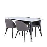 Jídelní stůl Jimmy – černá/bílá židle HPL+sametové stehy – černá/šedá mikrovlákno_4